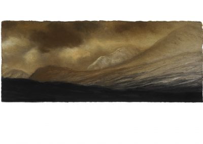 Last Light, Approaching Glen Coe, 16cm x 40cm, Pastel on Paper, 2018.