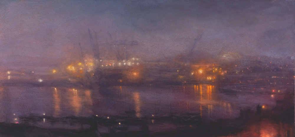 Matthew Draper, Pastel on Paper, Nocturne with A Poluted Light (PartIV). 785mm x 1680mm. £10,500